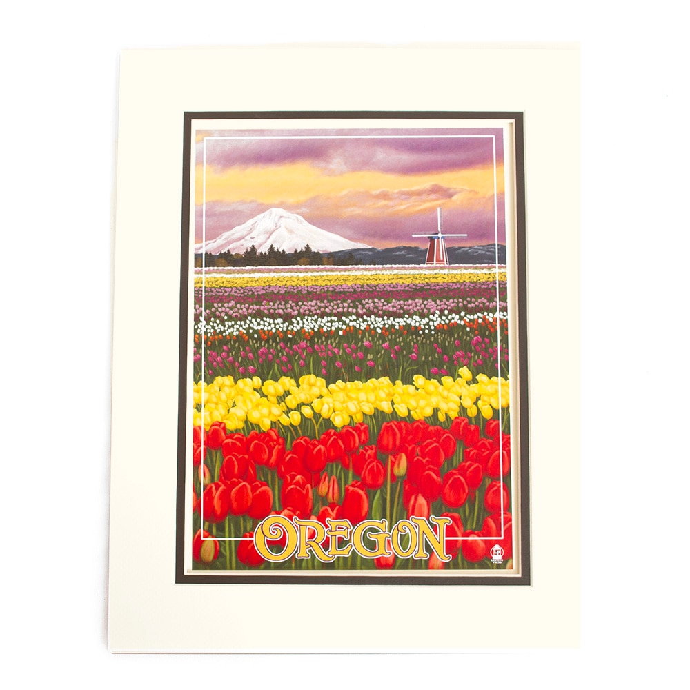 PNW/Oregon Spirit, Posters, Gifts, 11"x14", Lantern Press, Matted Print, Oregon, Tulip Farm, 846915